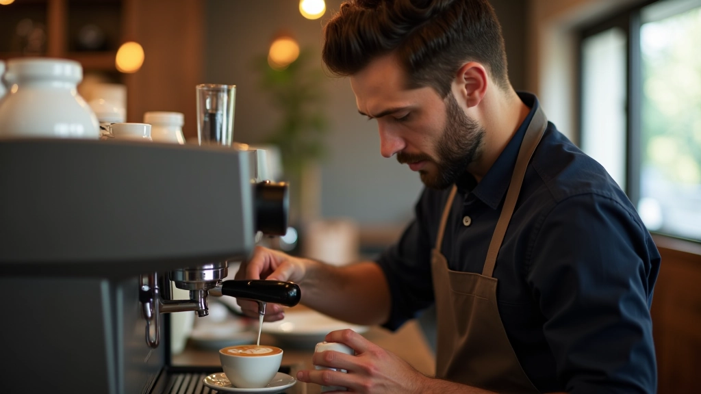 Barista demonstrating latte art technique