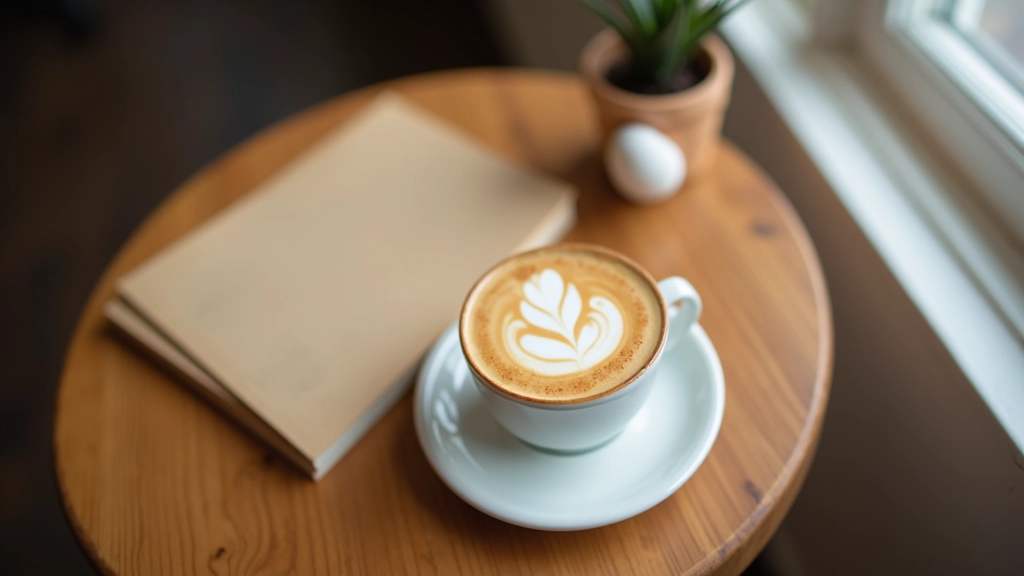 Coffee cup on wooden table